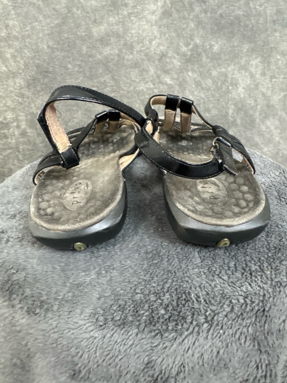 PRIVO Black Strappy Comfort Sandals | Cushioned Footbed Slingback | Size 9 - Picture 5 of 7